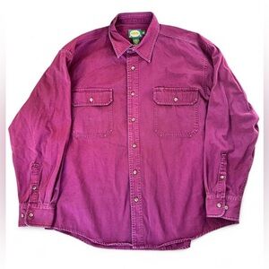 Cabela’s Men’s XL Long Sleeve Button-Down Shirt, Maroon Cotton, Double Pocket